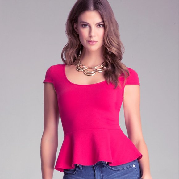 Bebe red peplum top XL - Picture 1 of 1